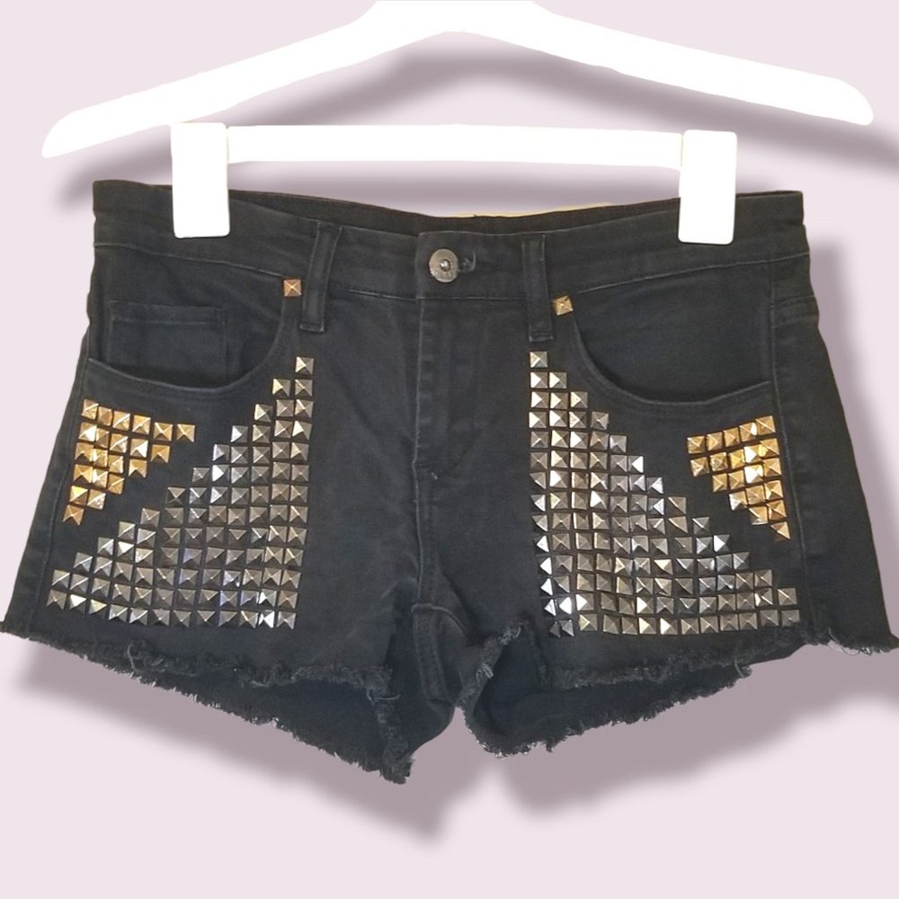 BLANK NYC Denim Waisted Studded Distressed Shorts
